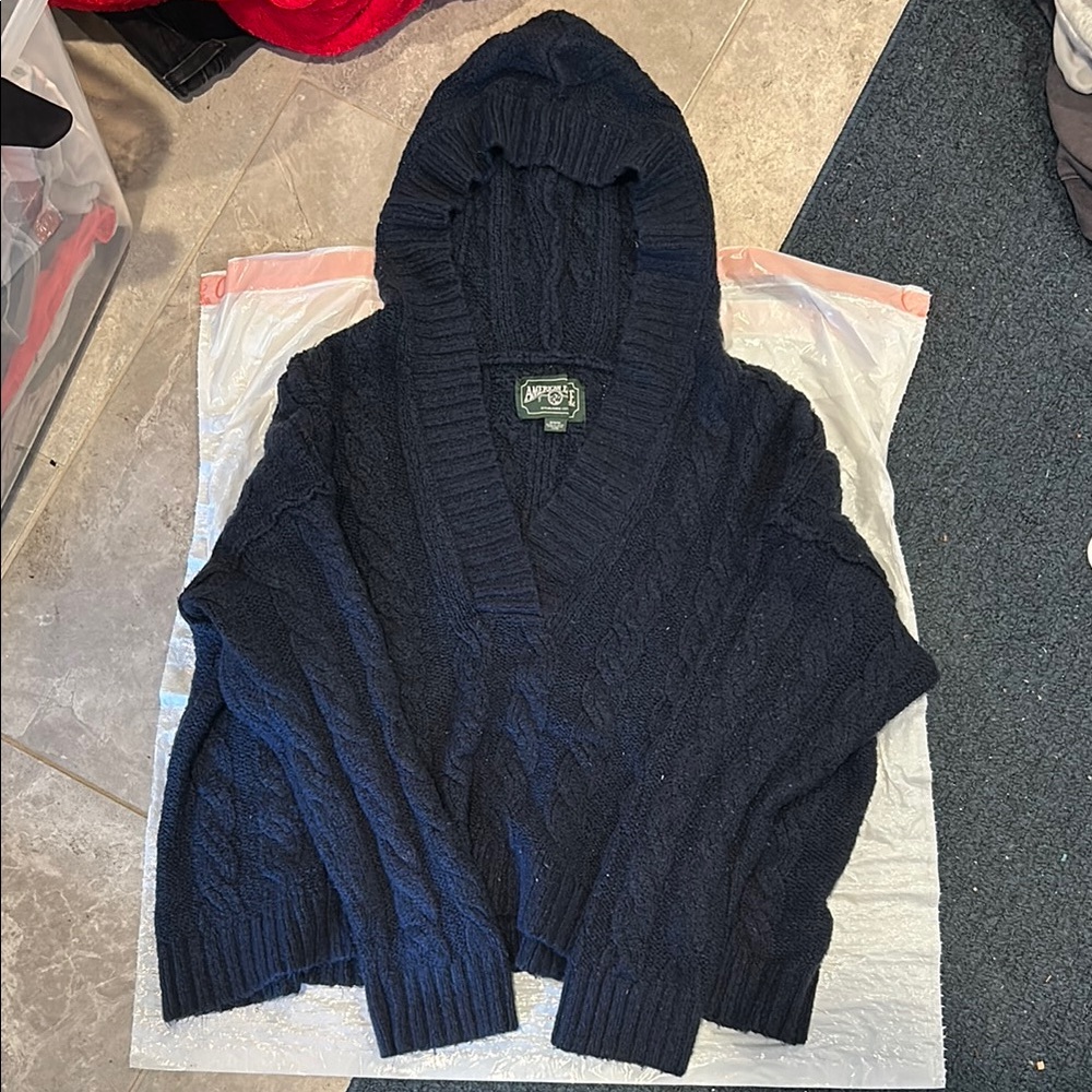 American Eagle Black Cable Knit Cardigan